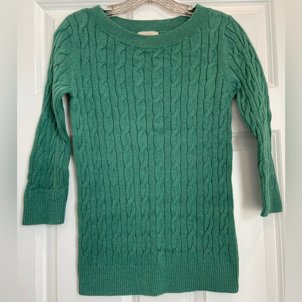 Loft Cable Knit Green Sweater